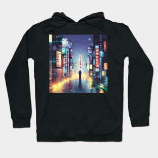 Tokyo Neon - A Lonely Man in the middle of Night Lights Hoodie